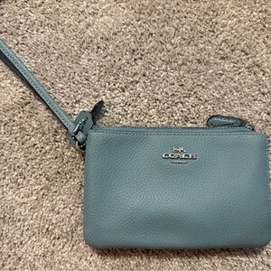 Coach Teal Leather Wristlet